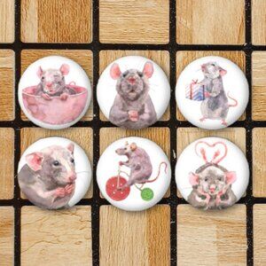 Watercolor Rat Fridge Magnets Set Of 6 Metal Magnets For Home Office Kitchen